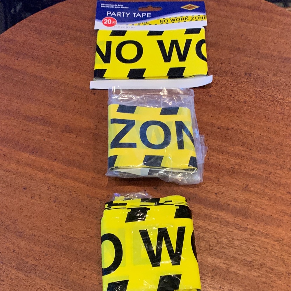 No Work Zone Party Tape - Yellow and Black